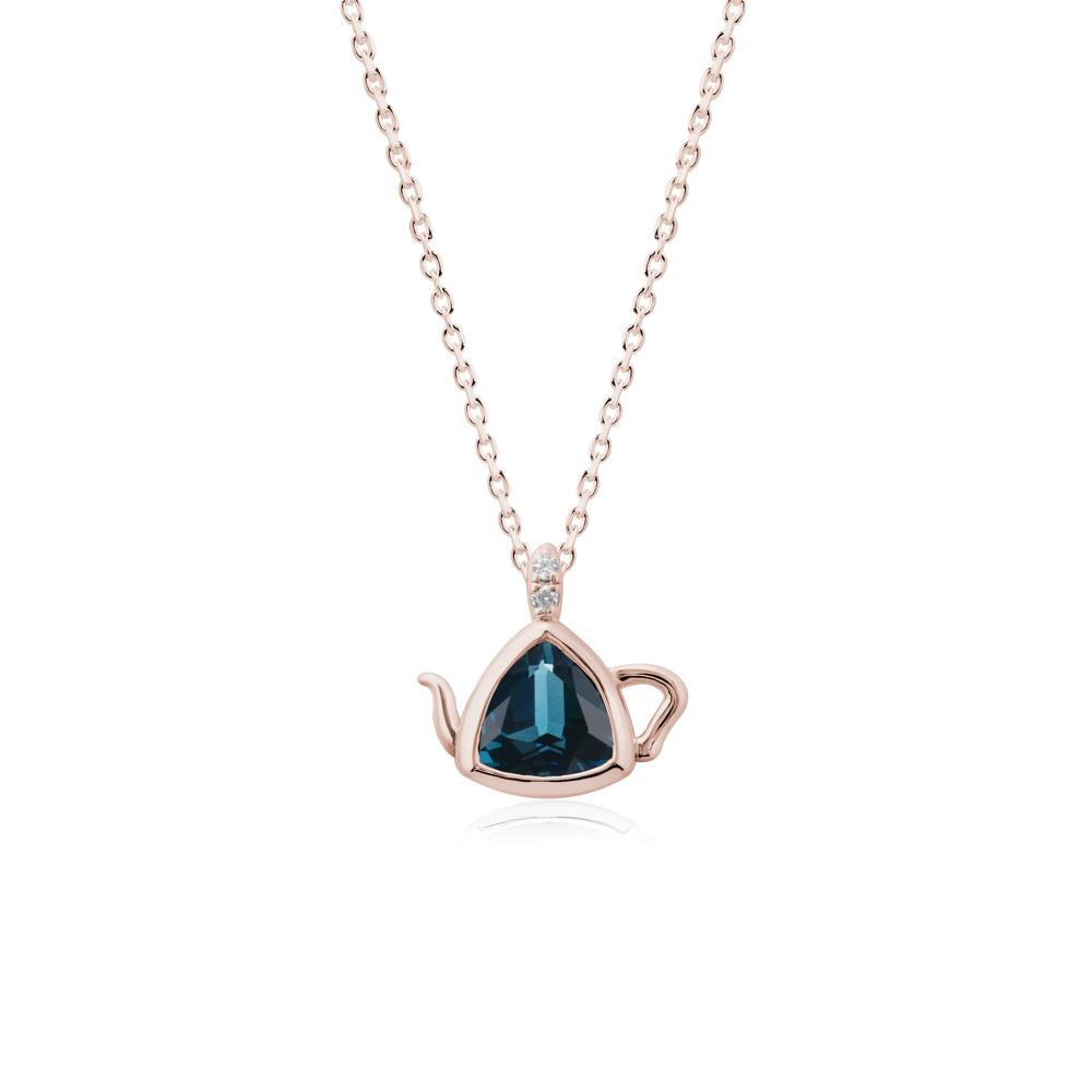 Teapot Inspired London Blue Topaz Necklace - LUO Jewelry #metal_14k rose gold