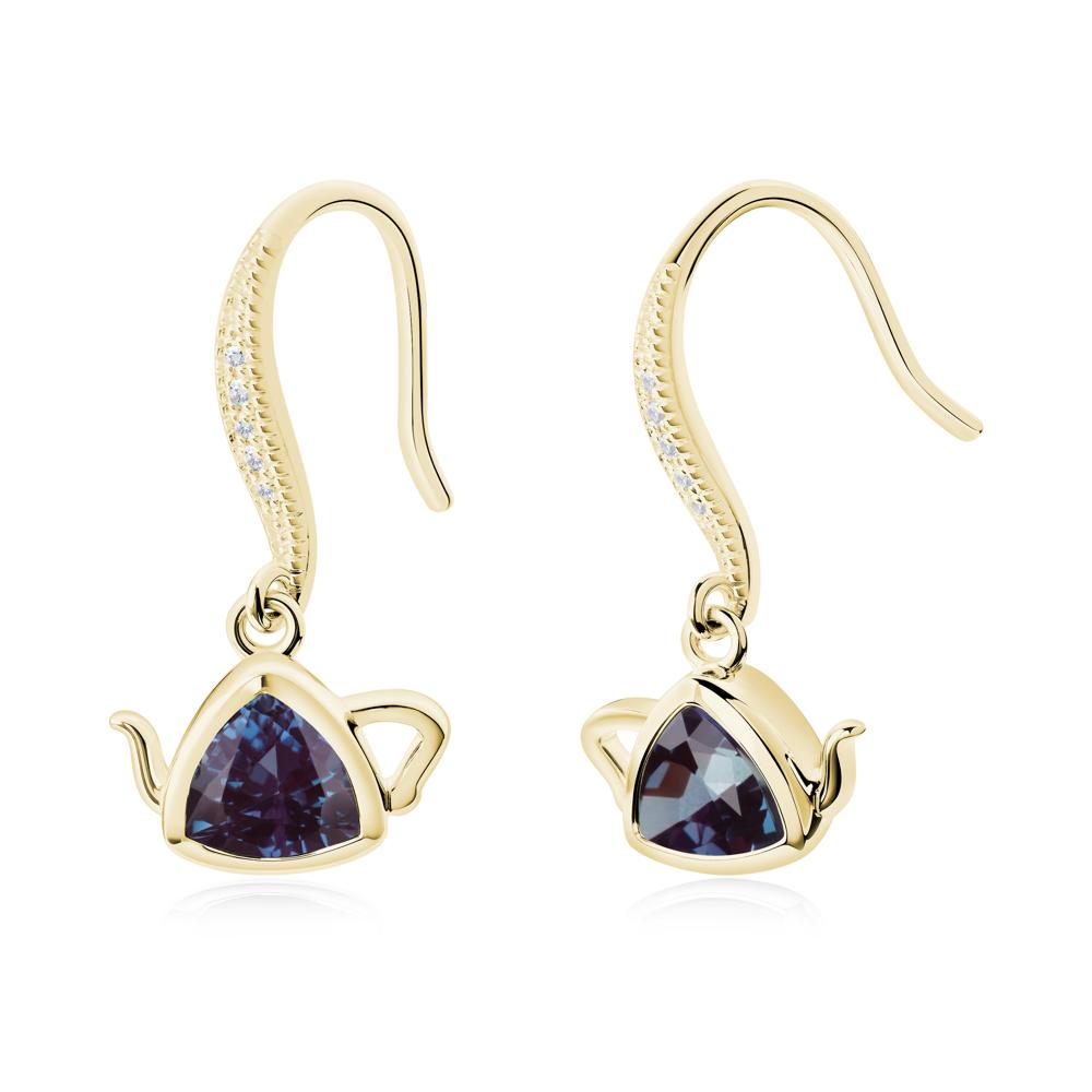 Creative Bezel Setting Alexandrite French Hook Earrings - LUO Jewelry #metal_18k yellow gold