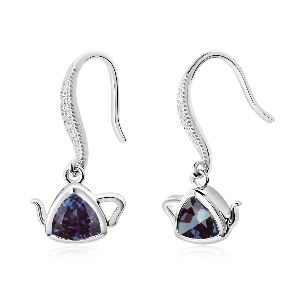 Creative Bezel Setting Alexandrite French Hook Earrings - LUO Jewelry #metal_sterling silver
