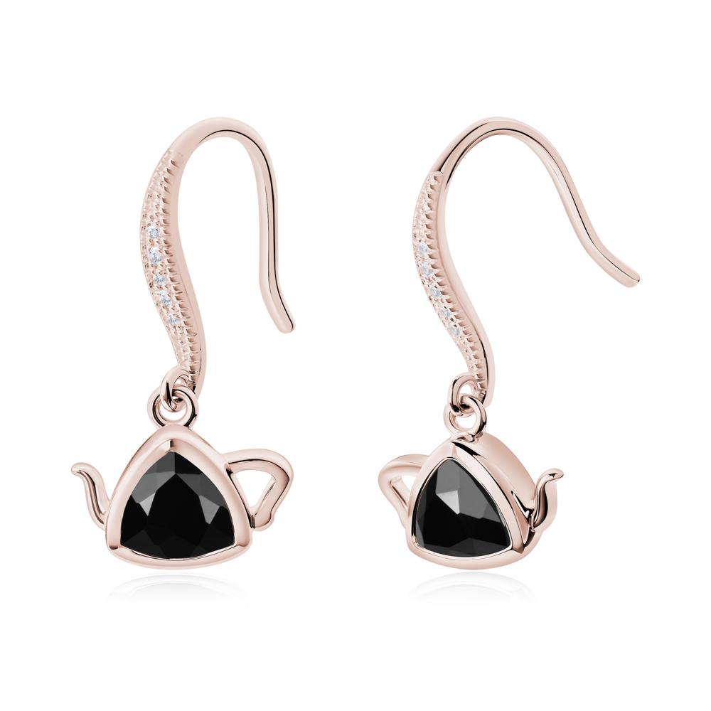 Teapot Inspired Black Spinel Fish Hook Earrings - LUO Jewelry #metal_14k rose gold