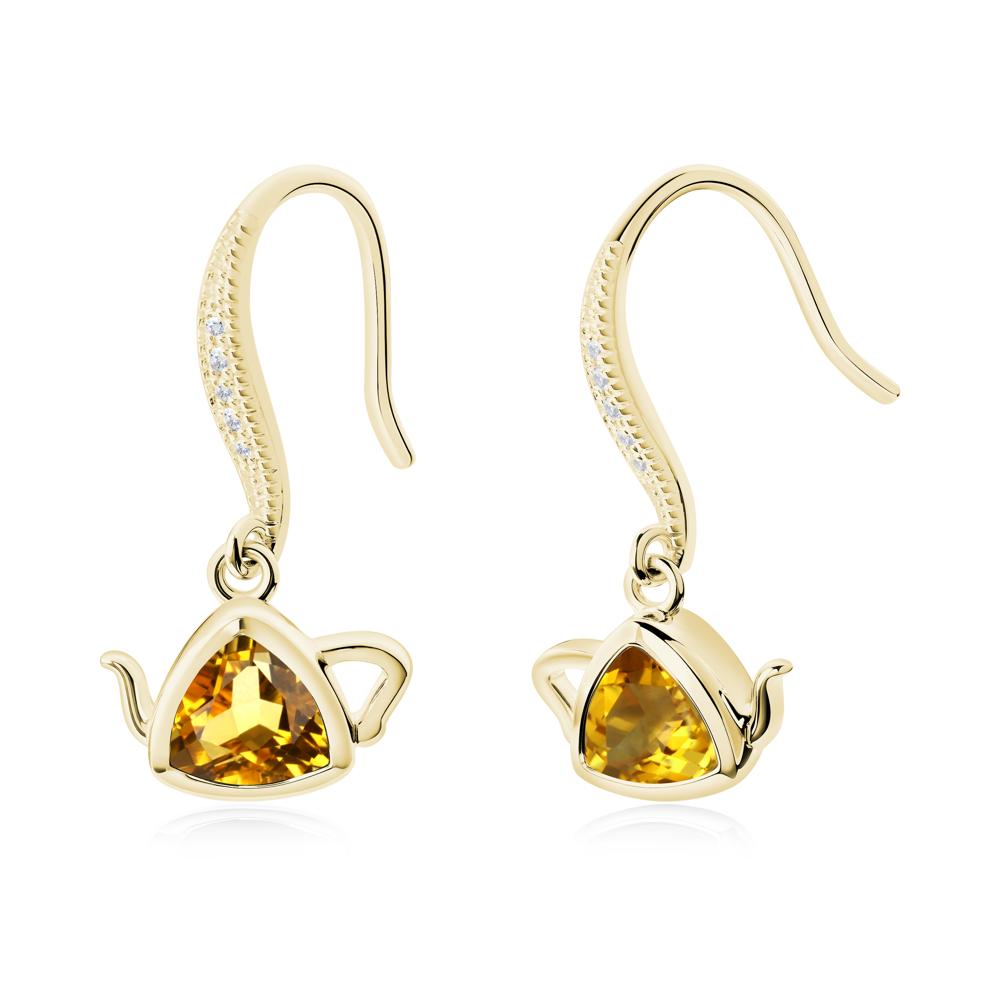 Creative Bezel Setting Citrine French Hook Earrings - LUO Jewelry #metal_18k yellow gold