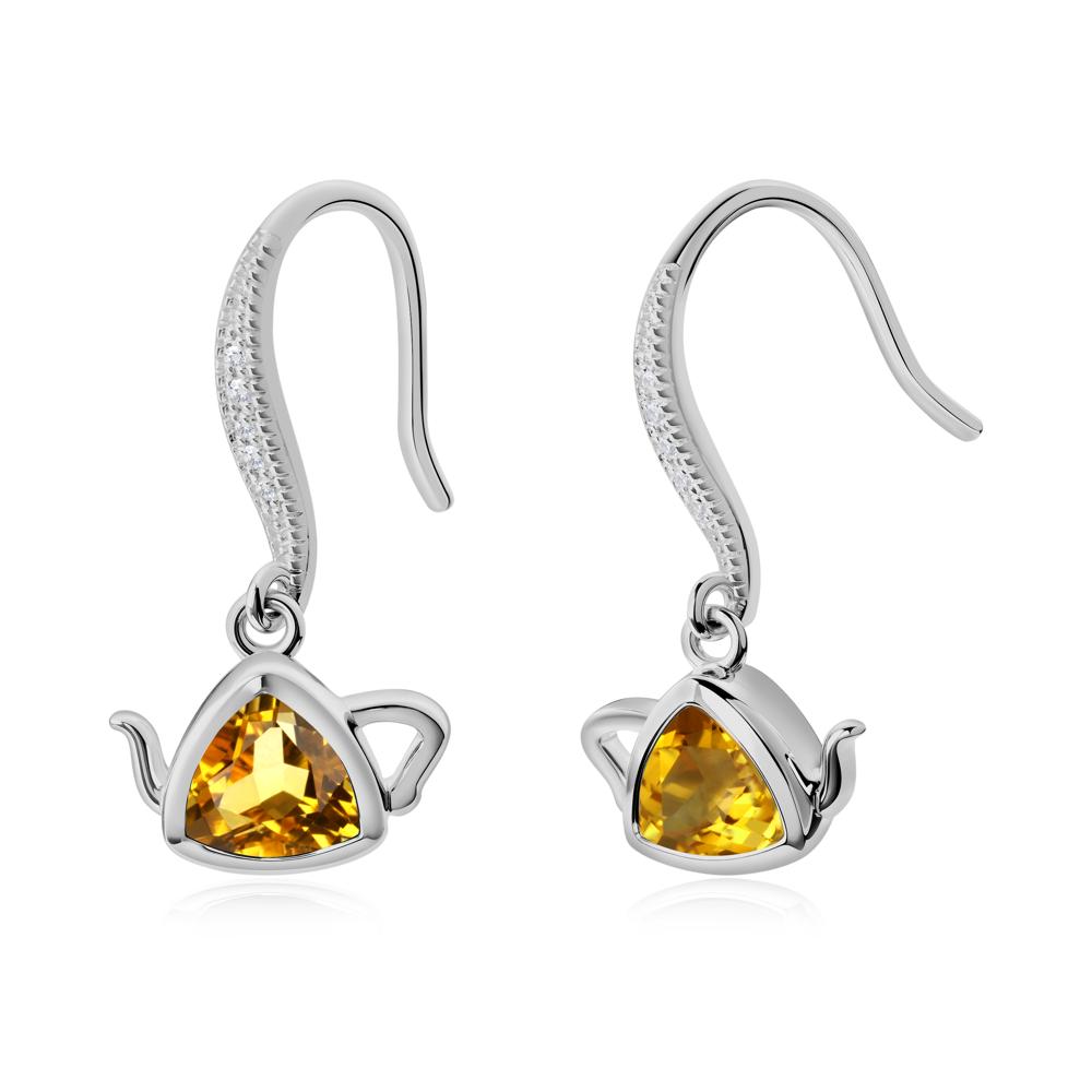 Creative Bezel Setting Citrine French Hook Earrings - LUO Jewelry #metal_platinum
