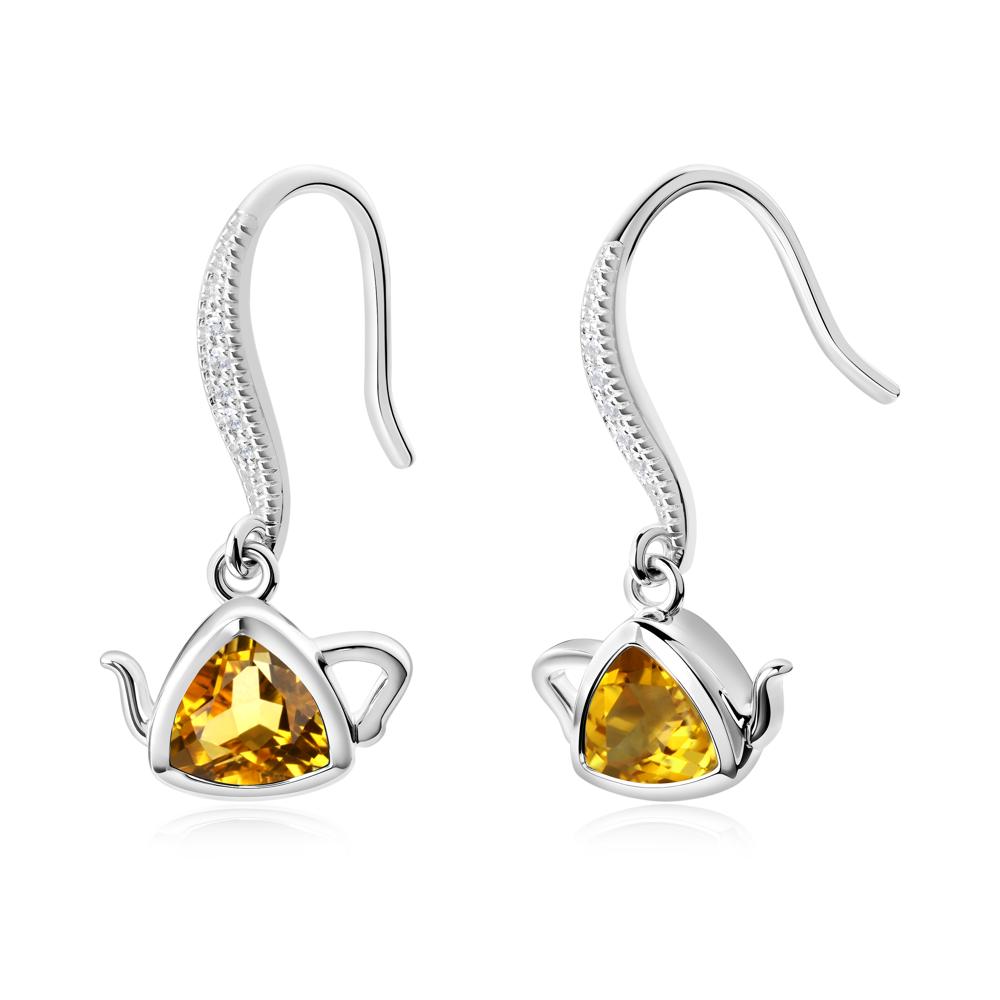 Creative Bezel Setting Citrine French Hook Earrings - LUO Jewelry #metal_sterling silver