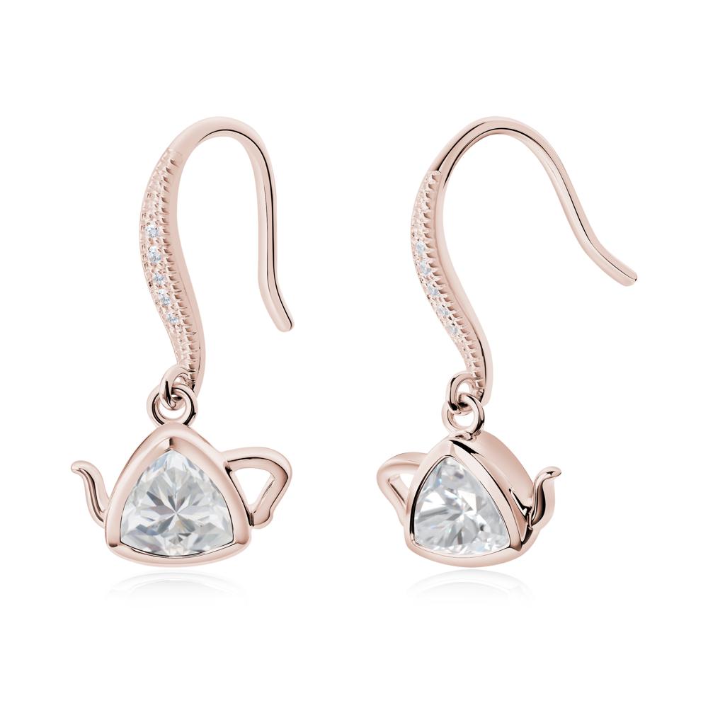Teapot Inspired Cubic Zirconia Fish Hook Earrings - LUO Jewelry #metal_14k rose gold