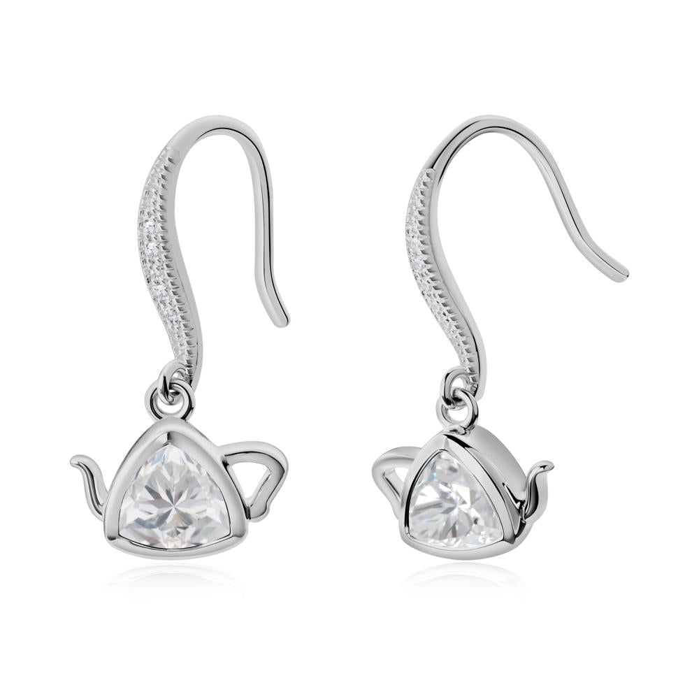 Teapot Inspired Cubic Zirconia Fish Hook Earrings - LUO Jewelry #metal_platinum