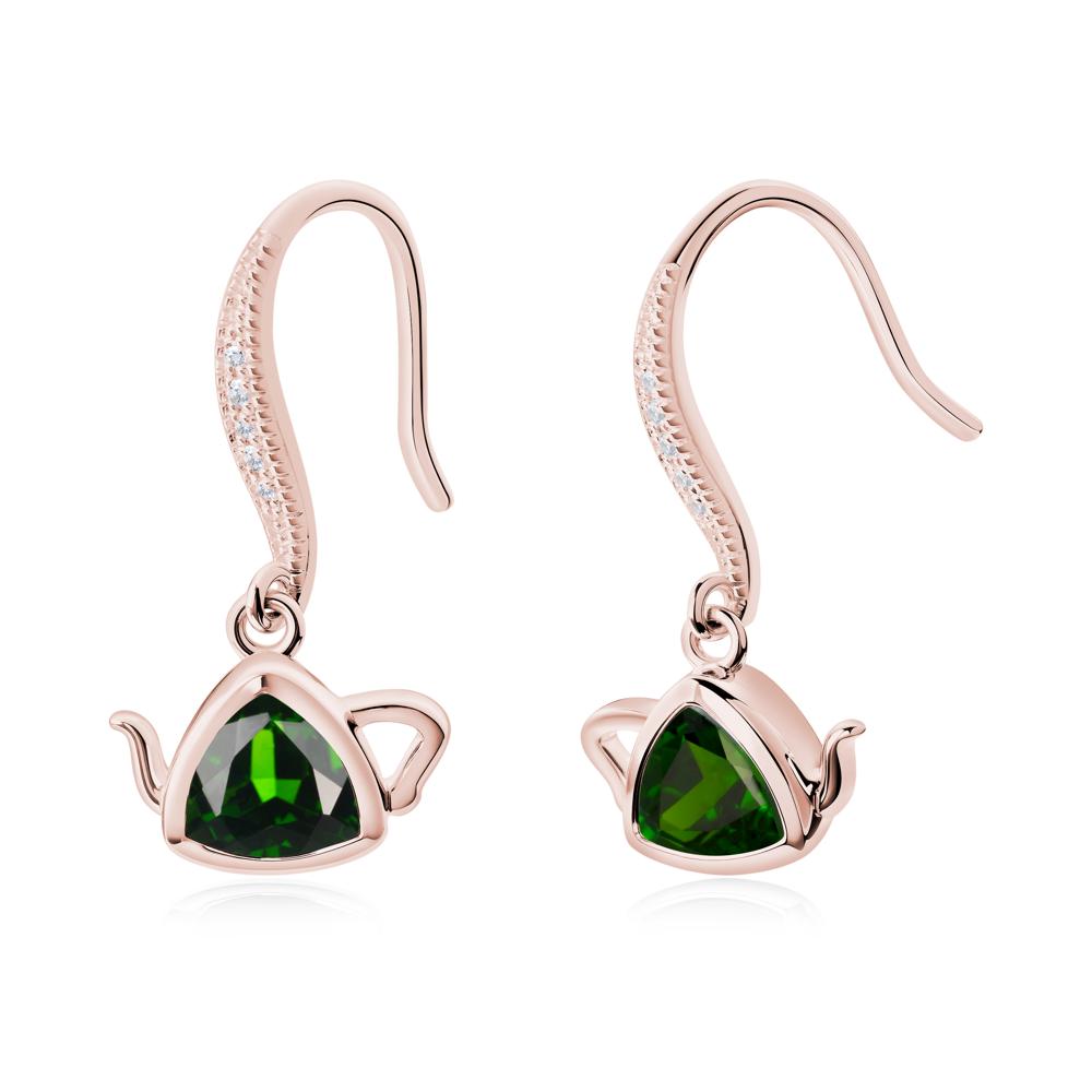 Teapot Inspired Diopside Fish Hook Earrings - LUO Jewelry #metal_18k rose gold