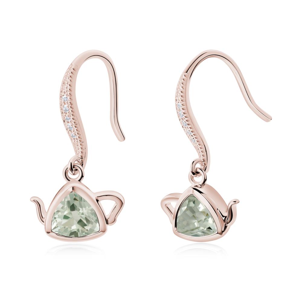 Creative Bezel Setting Green Amethyst French Hook Earrings - LUO Jewelry #metal_14k rose gold