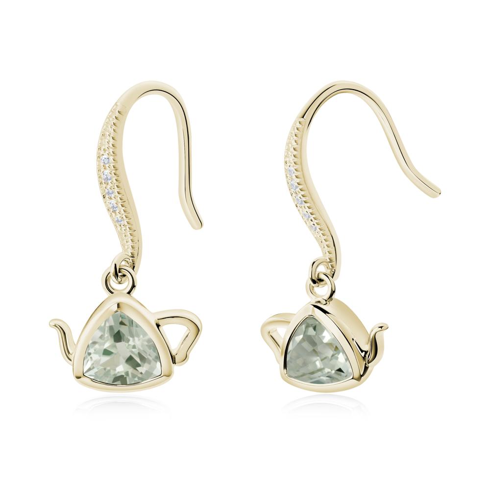 Creative Bezel Setting Green Amethyst French Hook Earrings - LUO Jewelry #metal_14k yellow gold