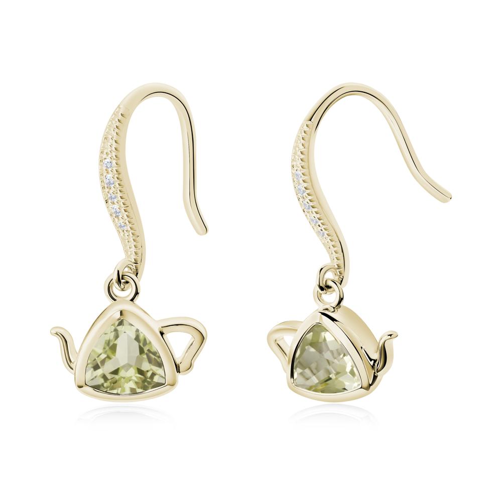 Creative Bezel Setting Lemon Quartz French Hook Earrings - LUO Jewelry #metal_14k yellow gold