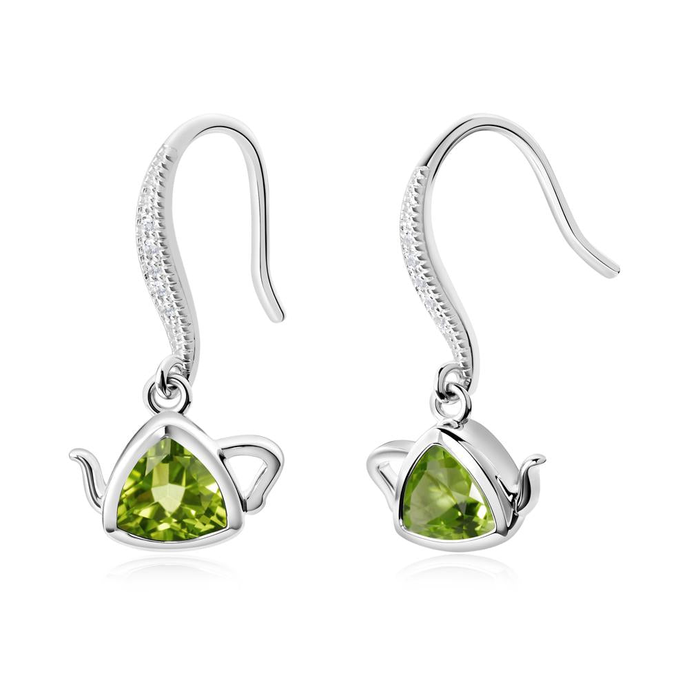 Creative Bezel Setting Peridot French Hook Earrings - LUO Jewelry #metal_14k white gold