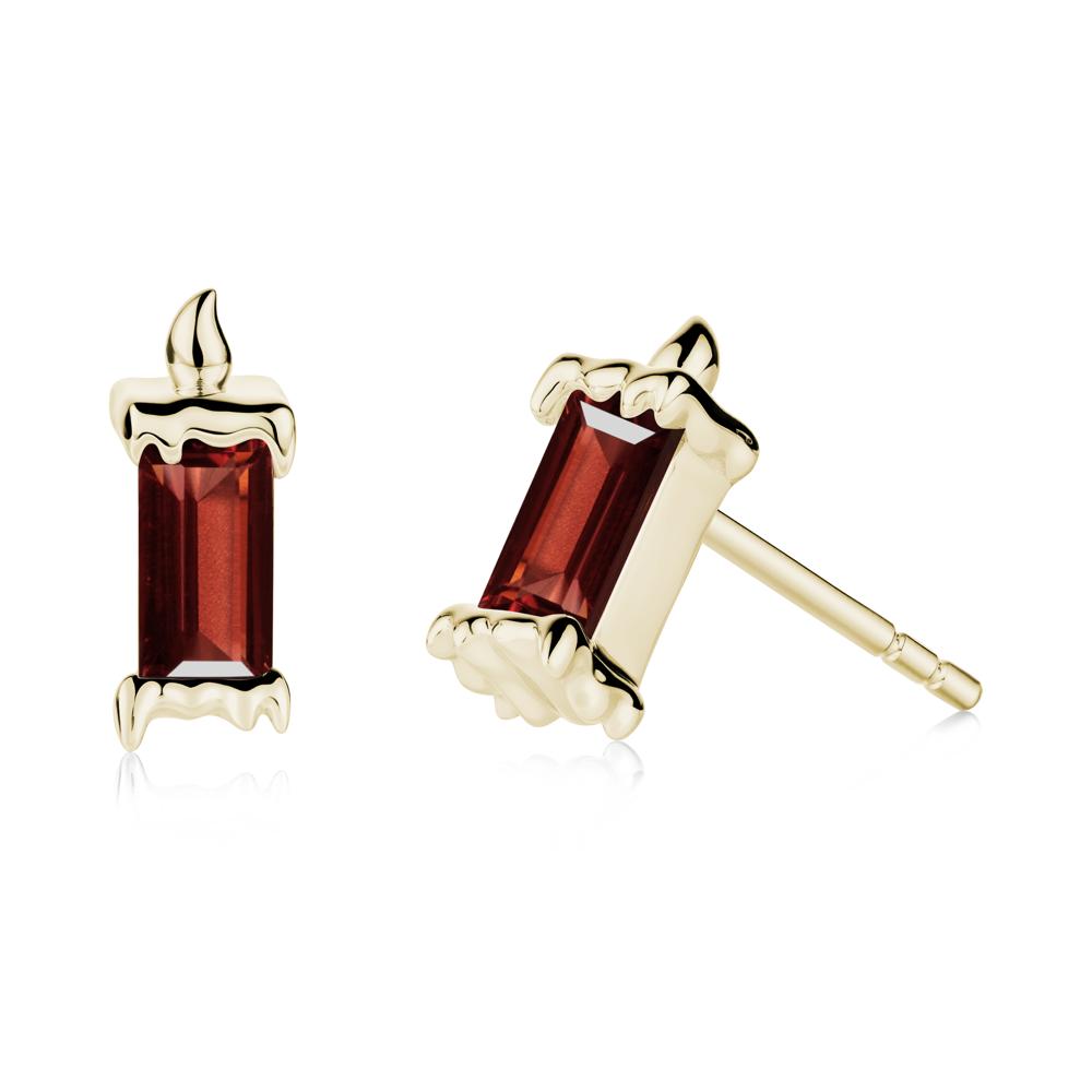 Whimsical Baguette Garnet Candle Inspired Earrings - LUO Jewelry #metal_14k yellow gold