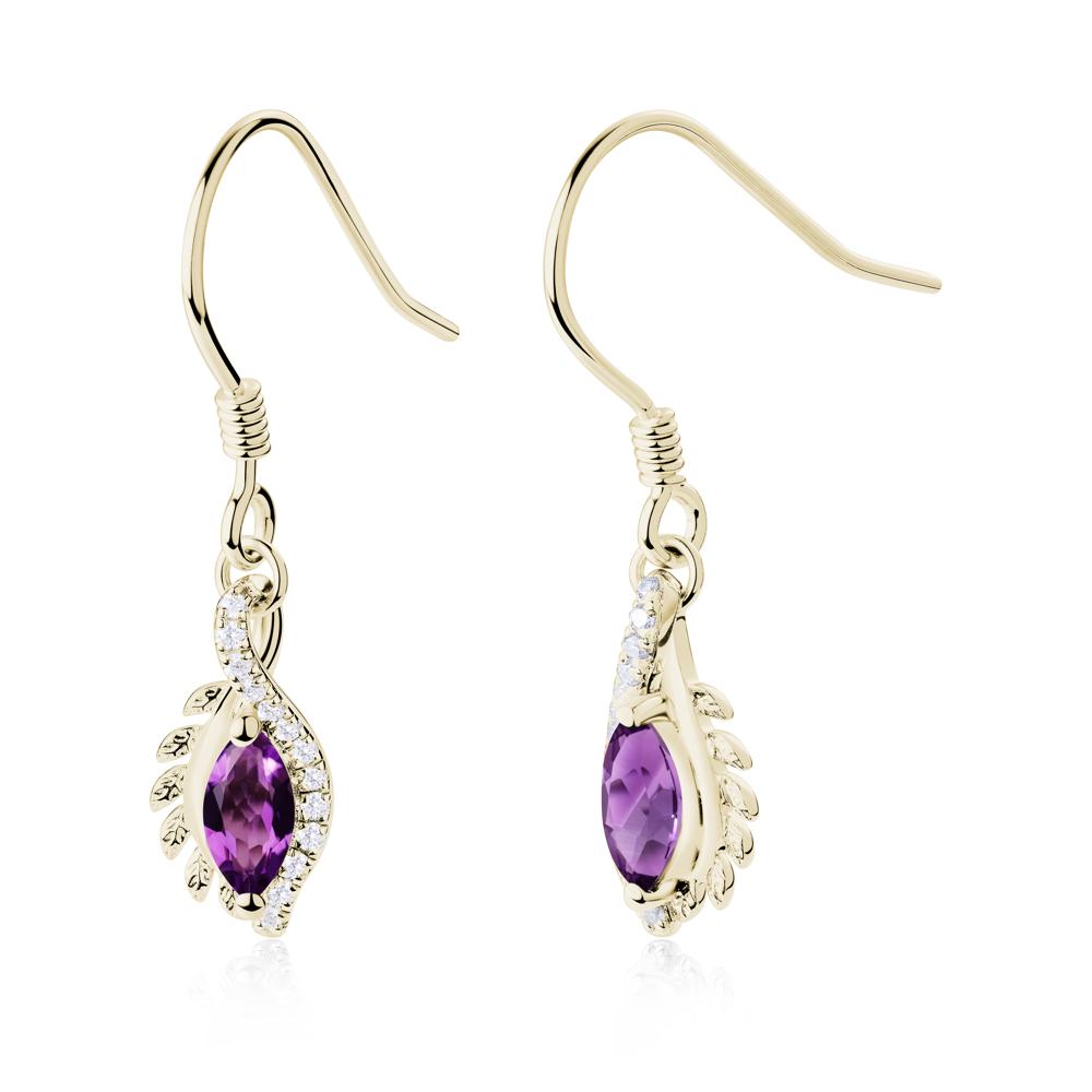 Marquise Amethyst Fish Hook Earrings - LUO Jewelry #metal_14k yellow gold