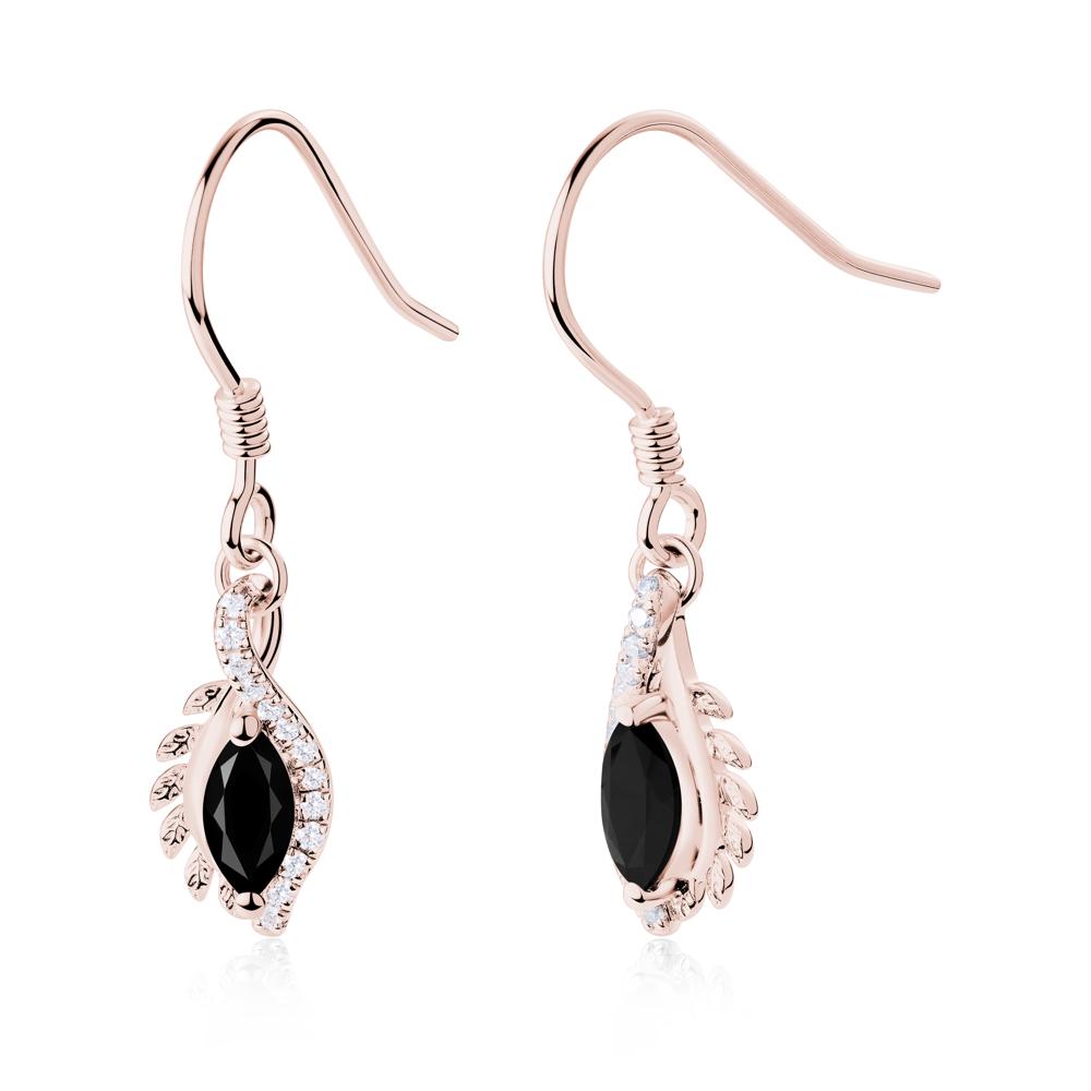 Marquise Black Spinel Fish Hook Earrings - LUO Jewelry #metal_18k rose gold