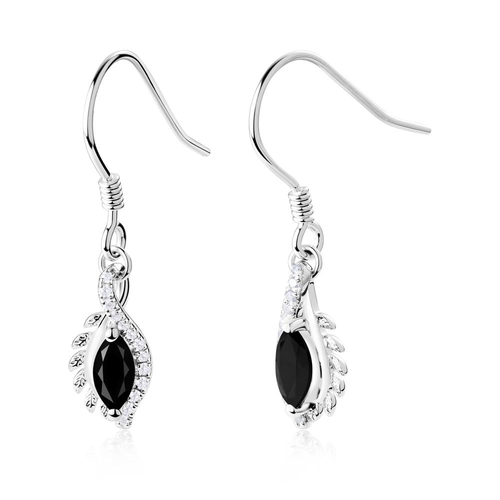 Marquise Black Spinel Fish Hook Earrings - LUO Jewelry #metal_sterling silver