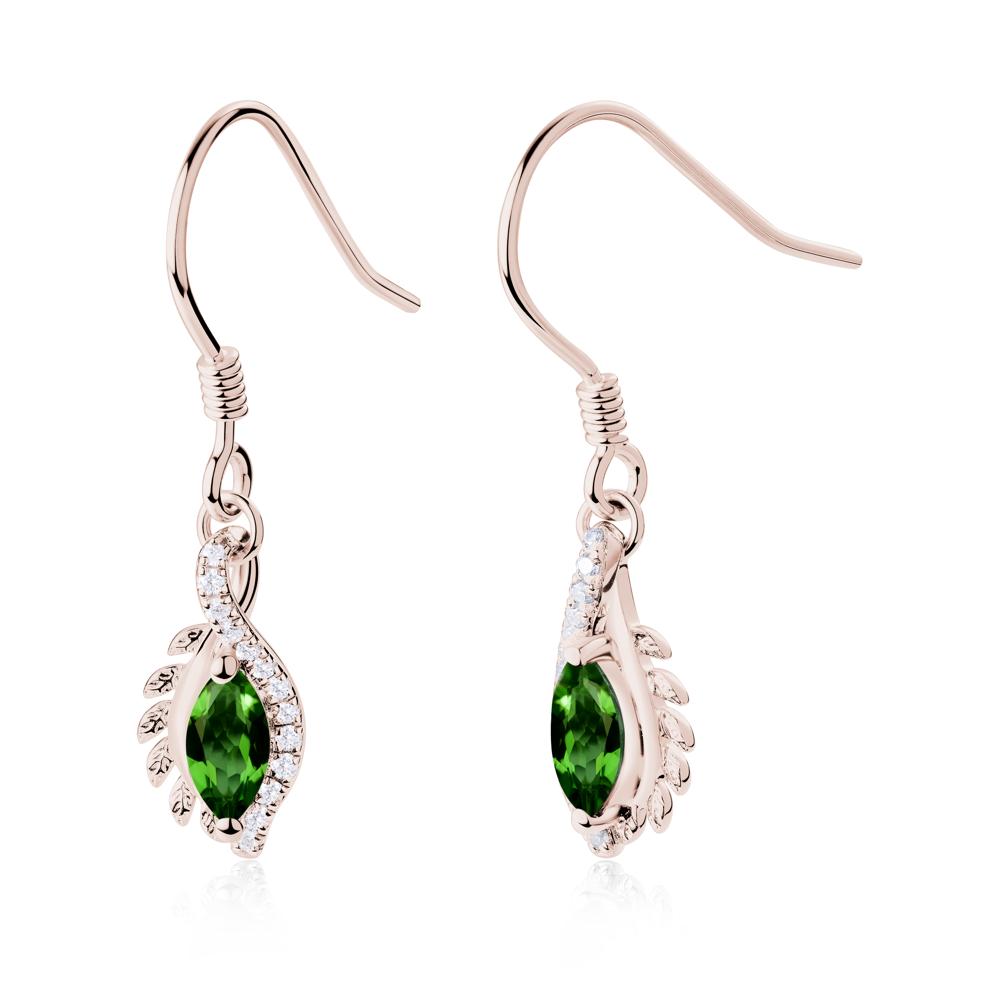 Marquise Diopside French Hook Earrings - LUO Jewelry #metal_14k rose gold