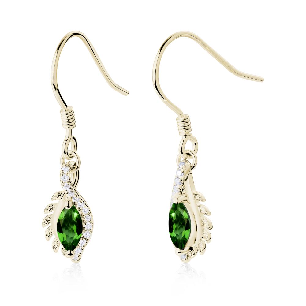 Marquise Diopside French Hook Earrings - LUO Jewelry #metal_14k yellow gold