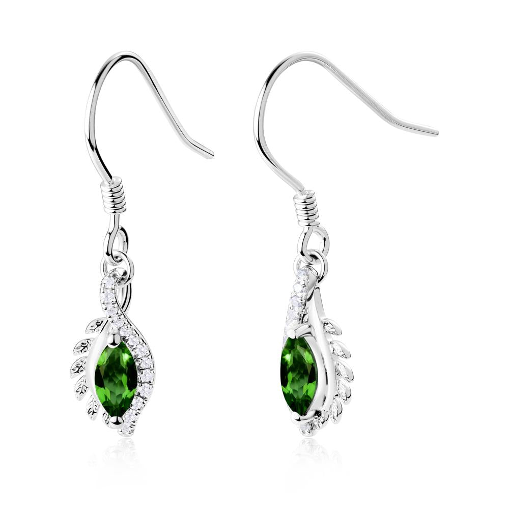 Marquise Diopside French Hook Earrings - LUO Jewelry #metal_18k white gold