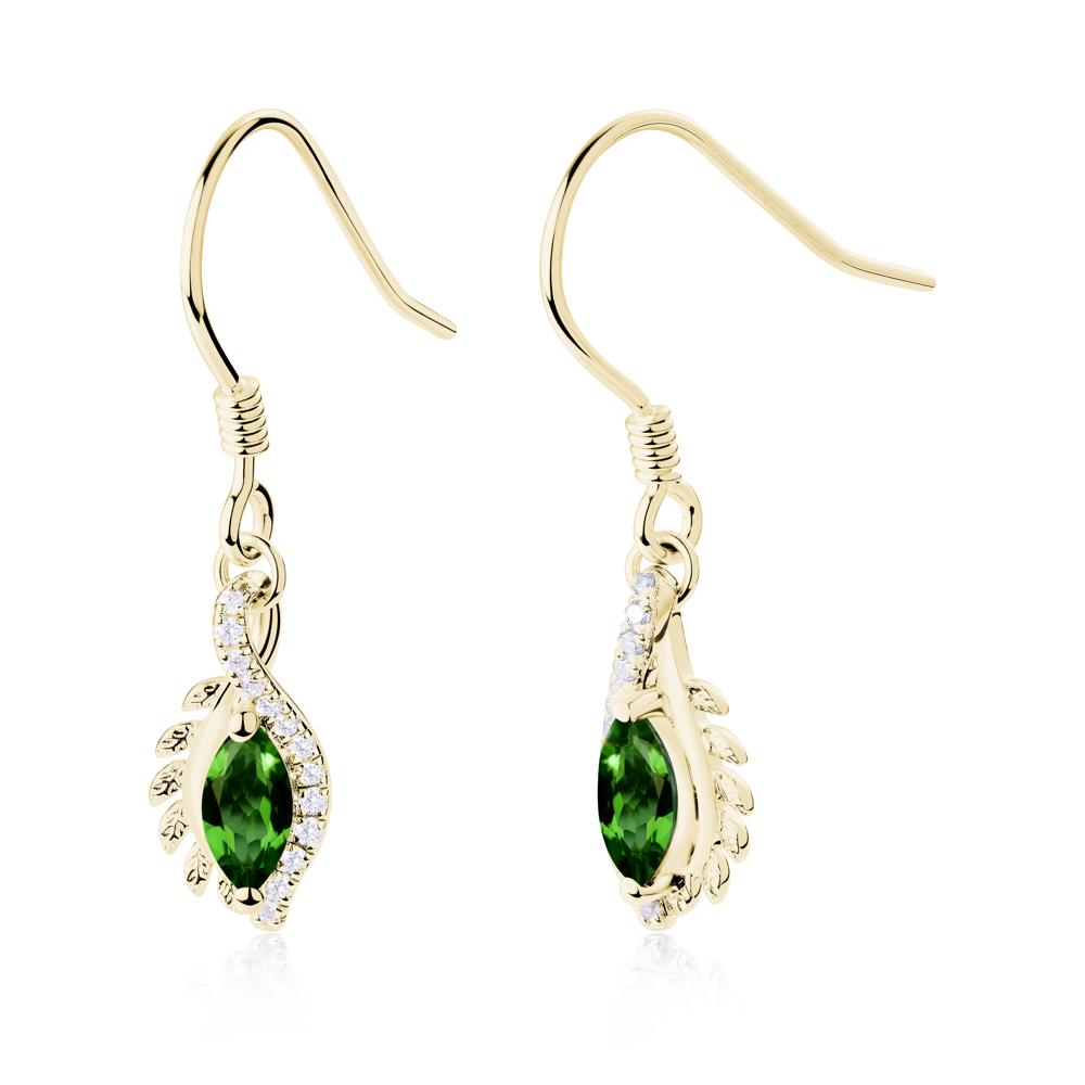 Marquise Diopside French Hook Earrings - LUO Jewelry #metal_18k yellow gold