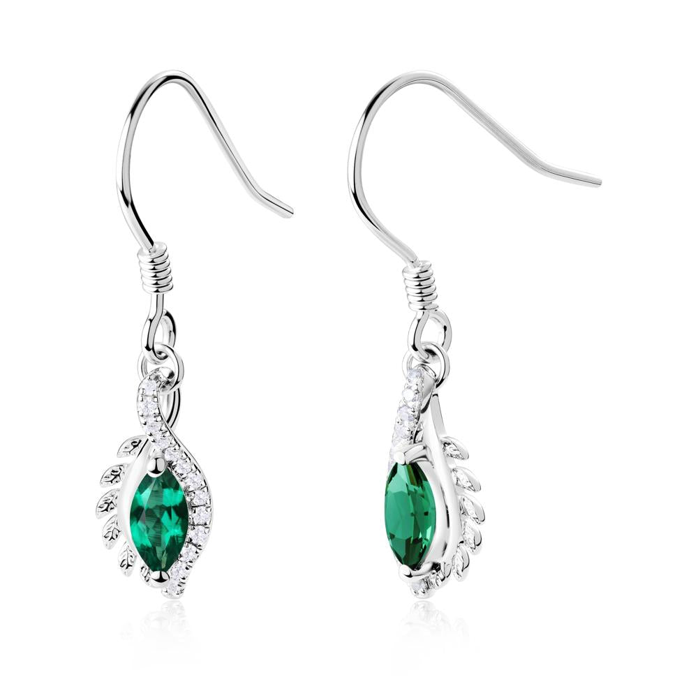 Emerald Leaf Vine Fish Hook Earrings - LUO Jewelry #metal_sterling silver