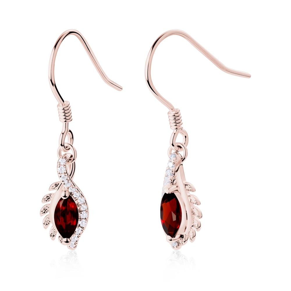 Marquise Garnet Fish Hook Earrings - LUO Jewelry #metal_18k rose gold