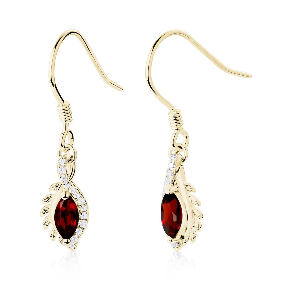 Marquise Garnet Fish Hook Earrings - LUO Jewelry #metal_18k yellow gold