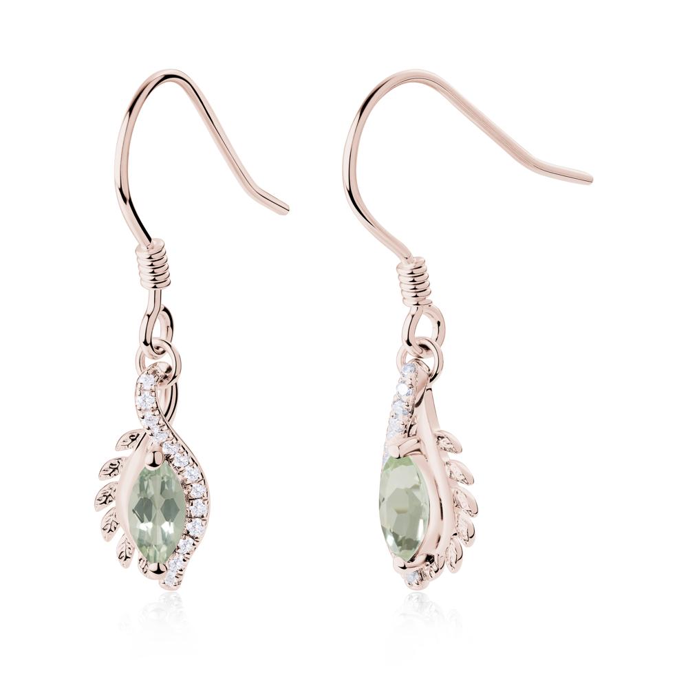 Marquise Green Amethyst Fish Hook Earrings - LUO Jewelry #metal_14k rose gold