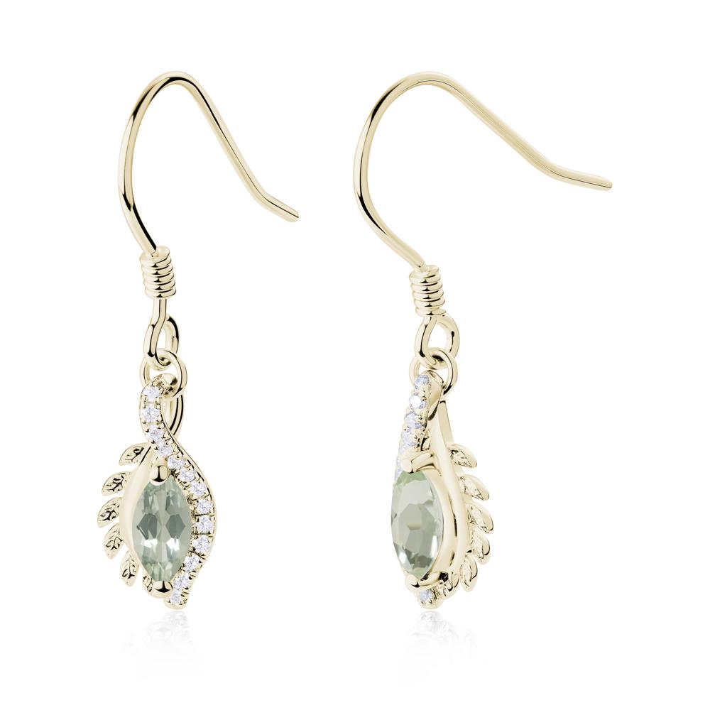 Marquise Green Amethyst Fish Hook Earrings - LUO Jewelry #metal_14k yellow gold