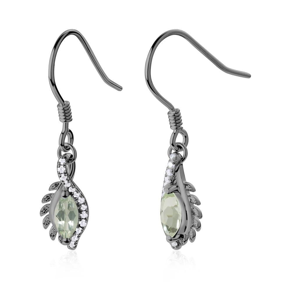 Marquise Green Amethyst Fish Hook Earrings - LUO Jewelry #metal_black finish sterling silver