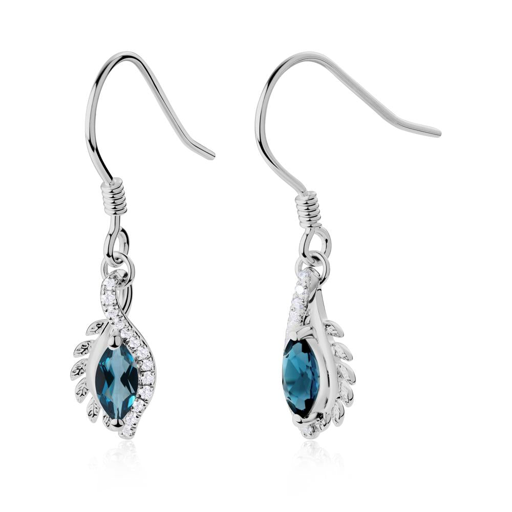 Marquise London Blue Topaz Fish Hook Earrings - LUO Jewelry #metal_platinum