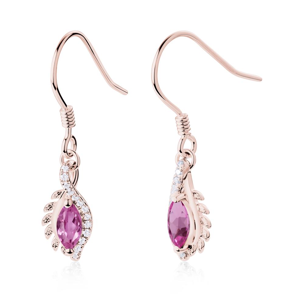 Marquise Pink Sapphire Fish Hook Earrings - LUO Jewelry #metal_18k rose gold