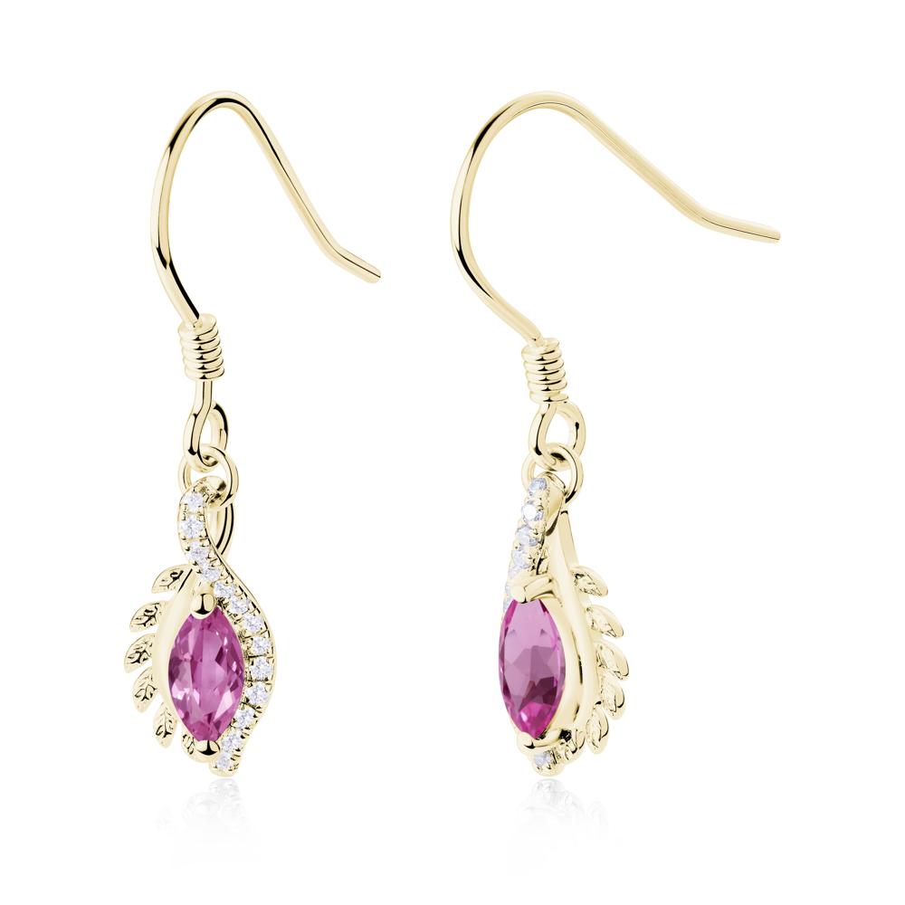Marquise Pink Sapphire Fish Hook Earrings - LUO Jewelry #metal_18k yellow gold