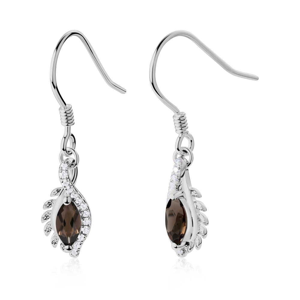 Marquise Smoky Quartz French Hook Earrings - LUO Jewelry #metal_platinum