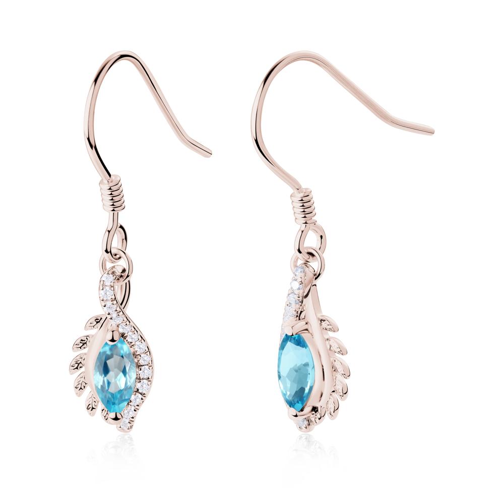 Marquise Swiss Blue Topaz French Hook Earrings - LUO Jewelry #metal_14k rose gold