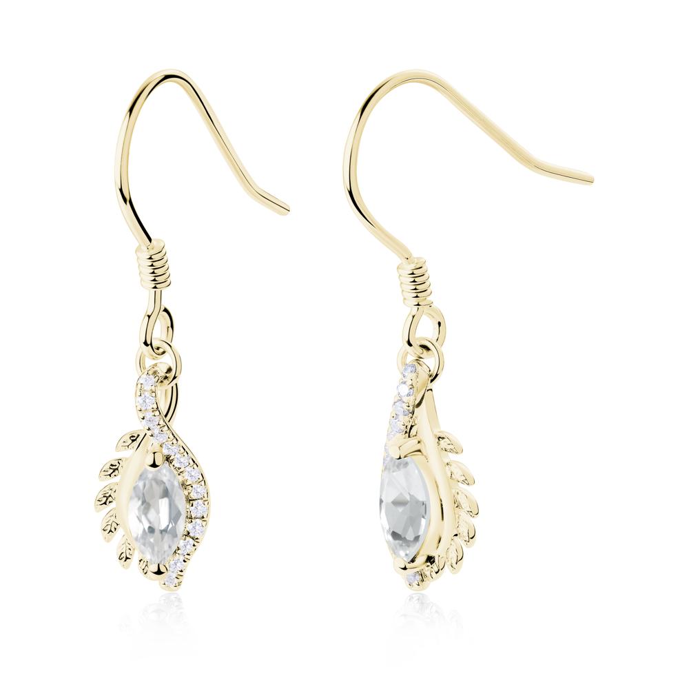 Marquise White Topaz French Hook Earrings - LUO Jewelry #metal_18k yellow gold