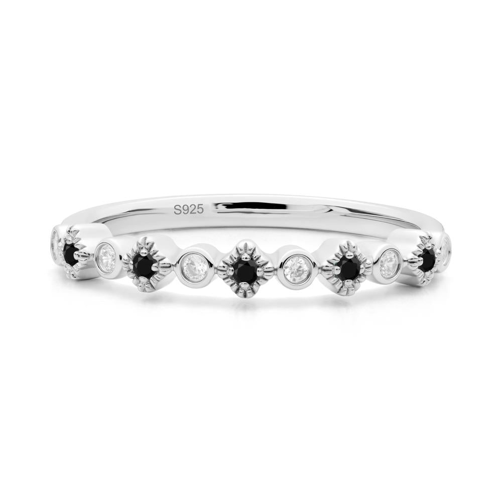 Black Spinel and Cubic Zirconia  Alternating Eternity Ring - LUO Jewelry #metal_sterling silver