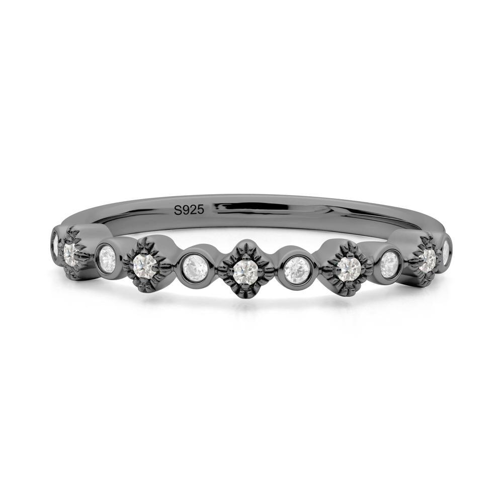 Lucky Clover Cubic Zirconia Stackable Ring - LUO Jewelry #metal_black finish sterling silver