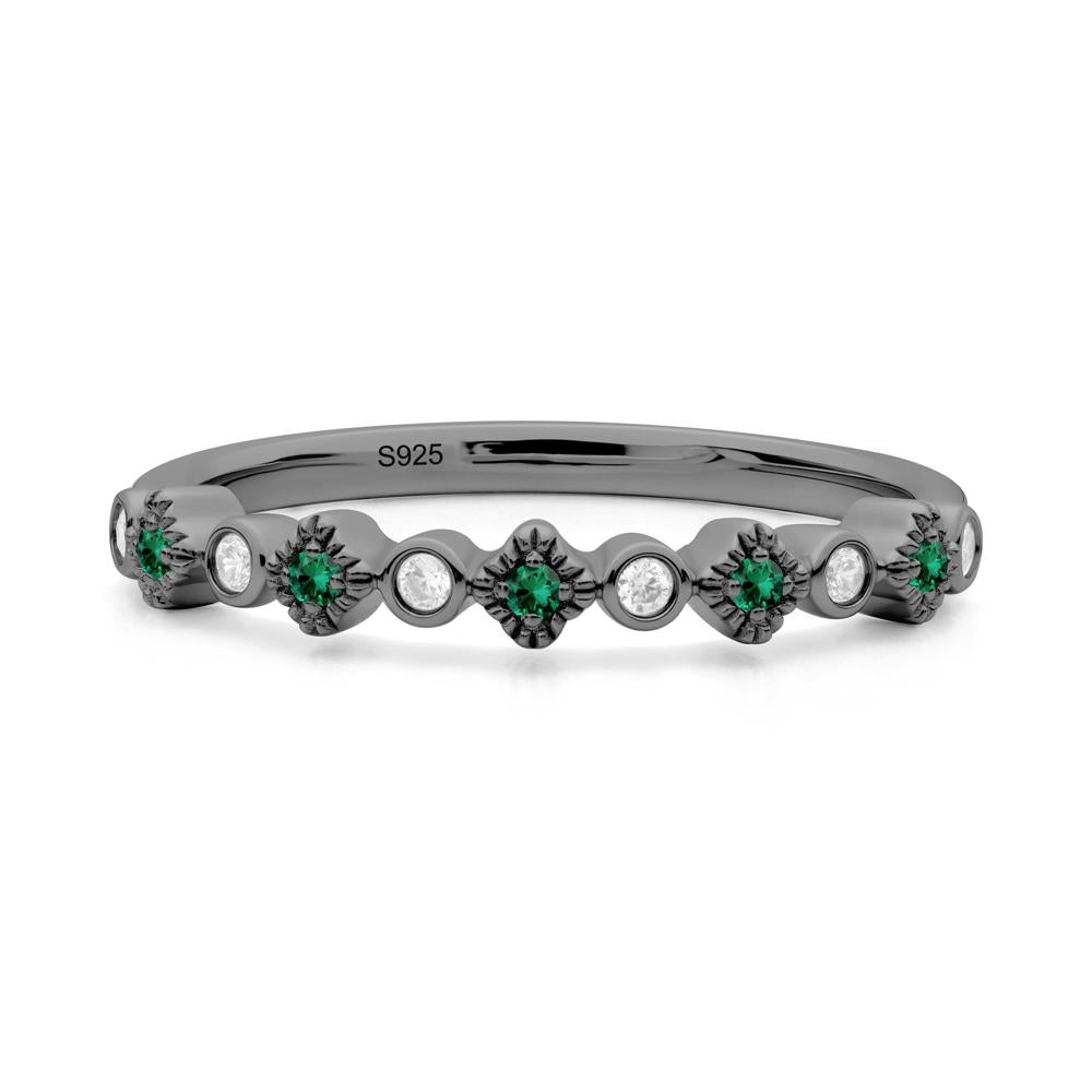 Emerald and Cubic Zirconia  Alternating Eternity Ring - LUO Jewelry #metal_black finish sterling silver