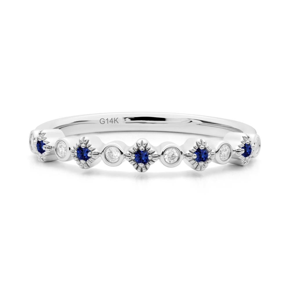 Sapphire and Cubic Zirconia  Alternating Eternity Ring - LUO Jewelry #metal_14k white gold