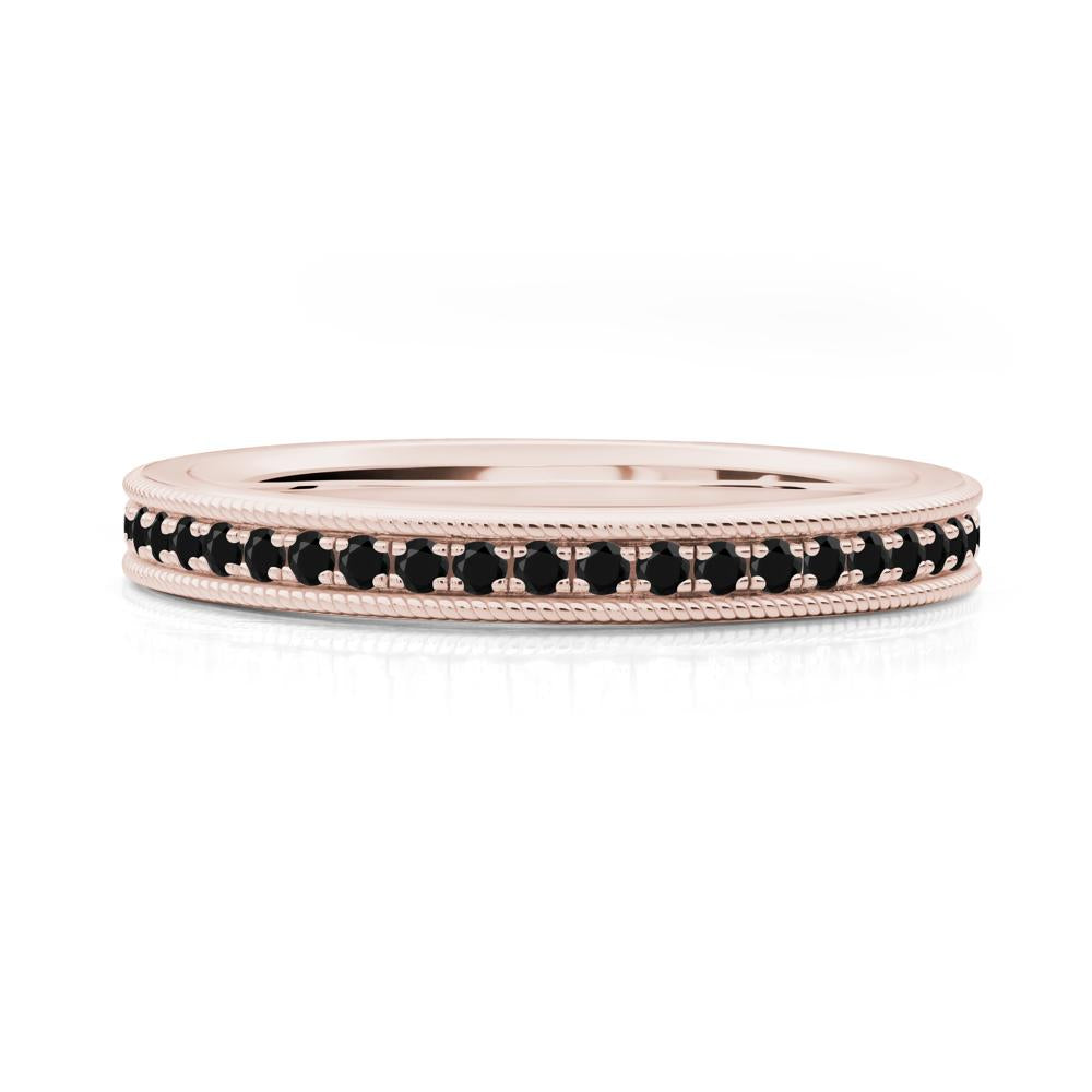 Milgrain Black Spinel Wedding Band - LUO Jewelry #metal_14k rose gold