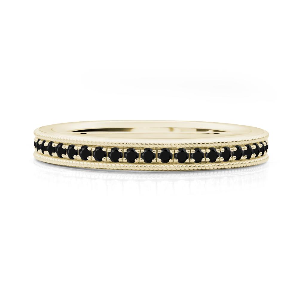 Milgrain Black Spinel Wedding Band - LUO Jewelry #metal_14k yellow gold