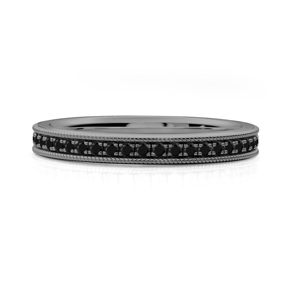 Milgrain Black Spinel Wedding Band - LUO Jewelry #metal_black finish sterling silver