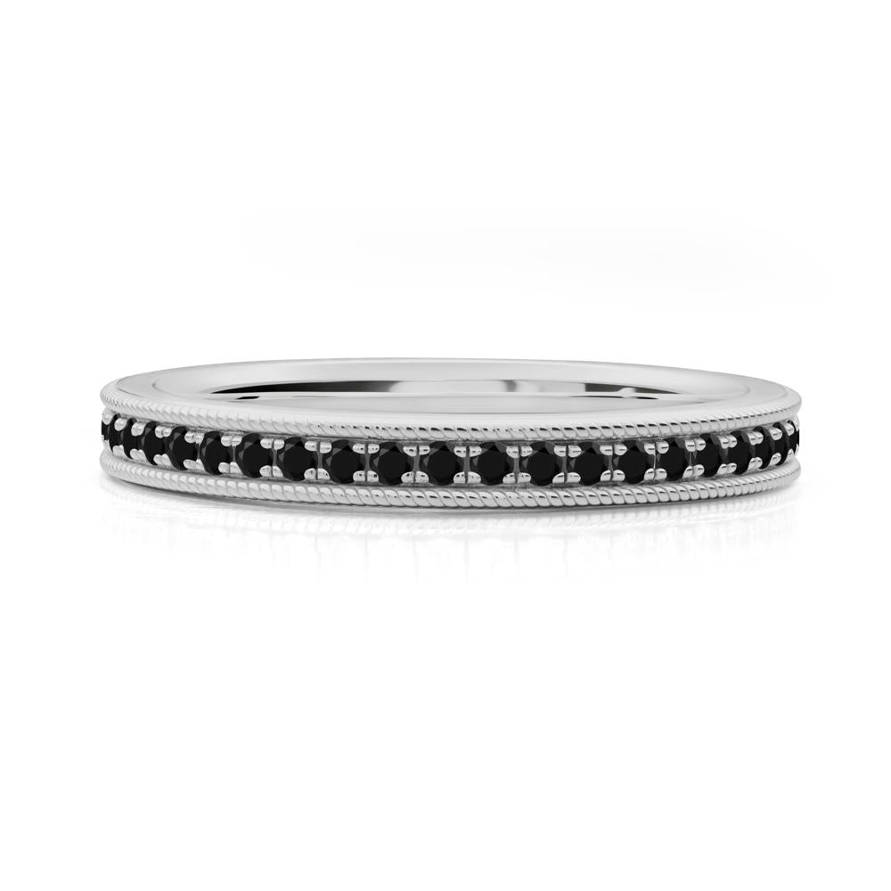 Milgrain Black Spinel Wedding Band - LUO Jewelry #metal_platinum