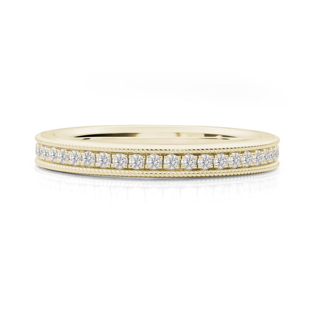 Milgrain Cubic Zirconia Wedding Band - LUO Jewelry #metal_14k yellow gold