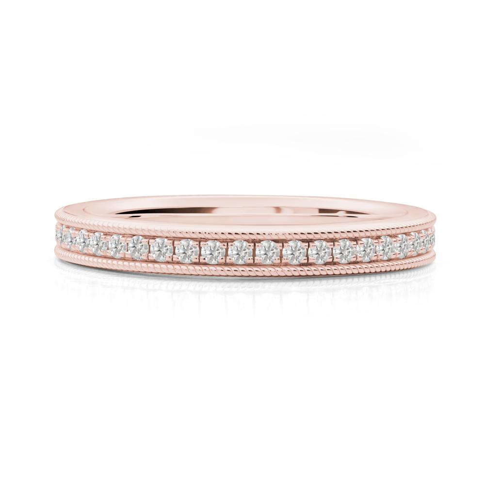 Milgrain Cubic Zirconia Wedding Band - LUO Jewelry #metal_18k rose gold