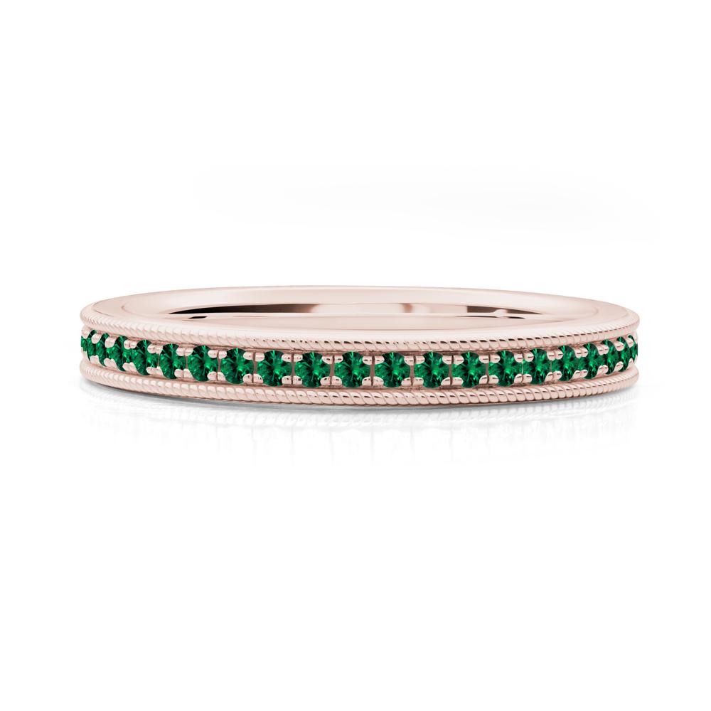 Stackable Milgrain Emerald Ring - LUO Jewelry #metal_14k rose gold
