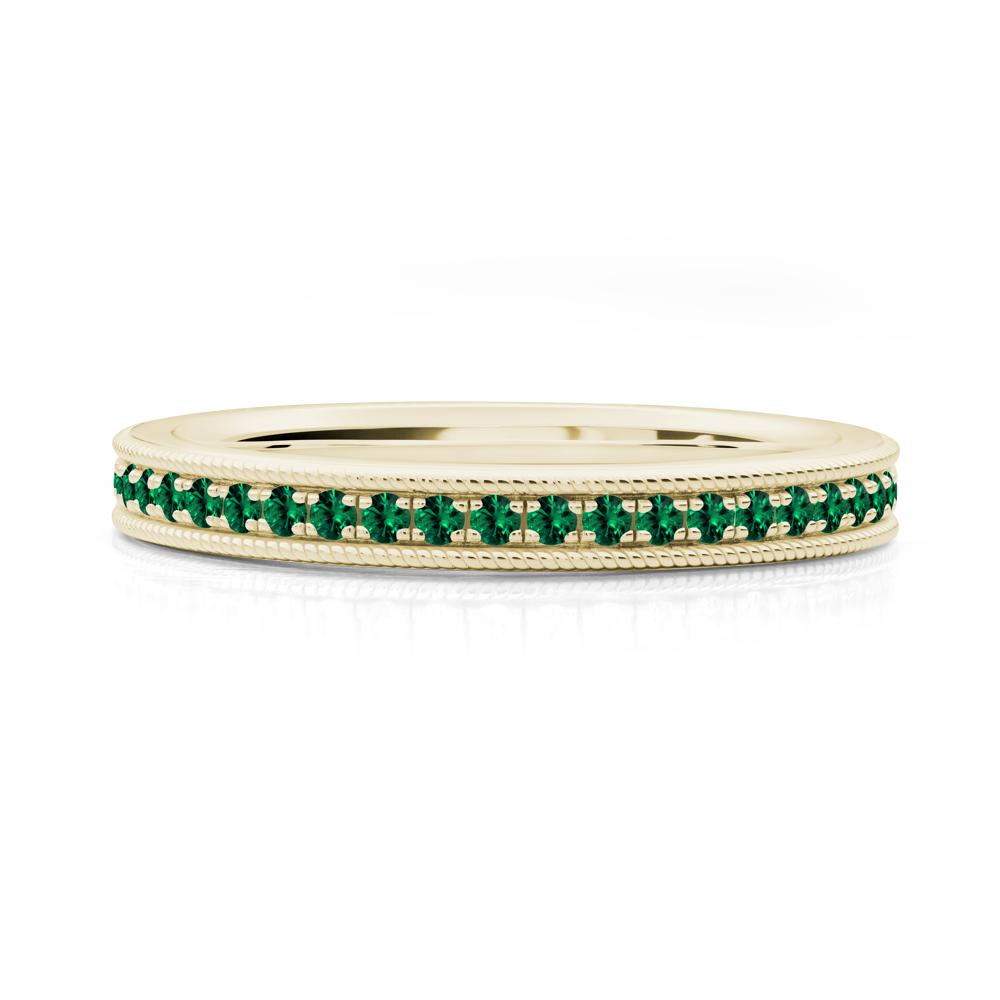 Stackable Milgrain Emerald Ring - LUO Jewelry #metal_14k yellow gold