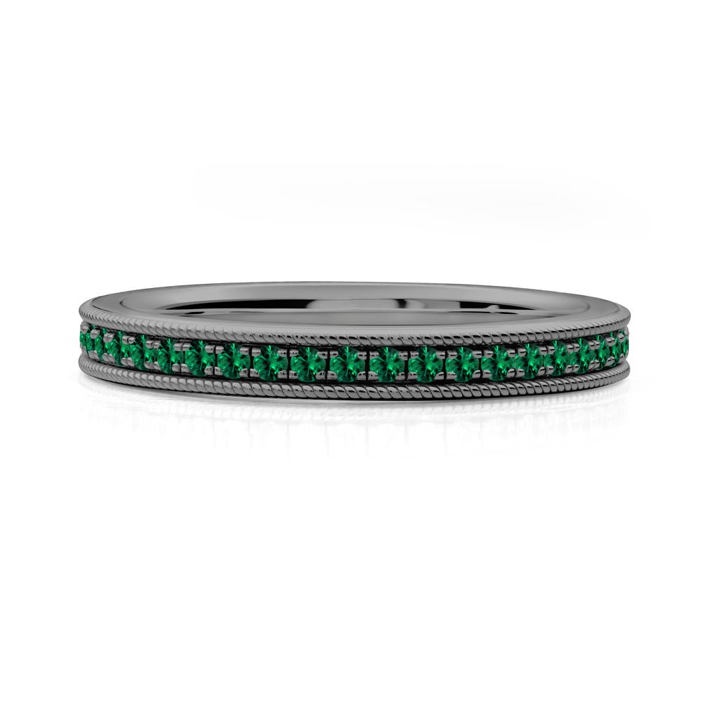 Stackable Milgrain Emerald Ring - LUO Jewelry #metal_black finish sterling silver