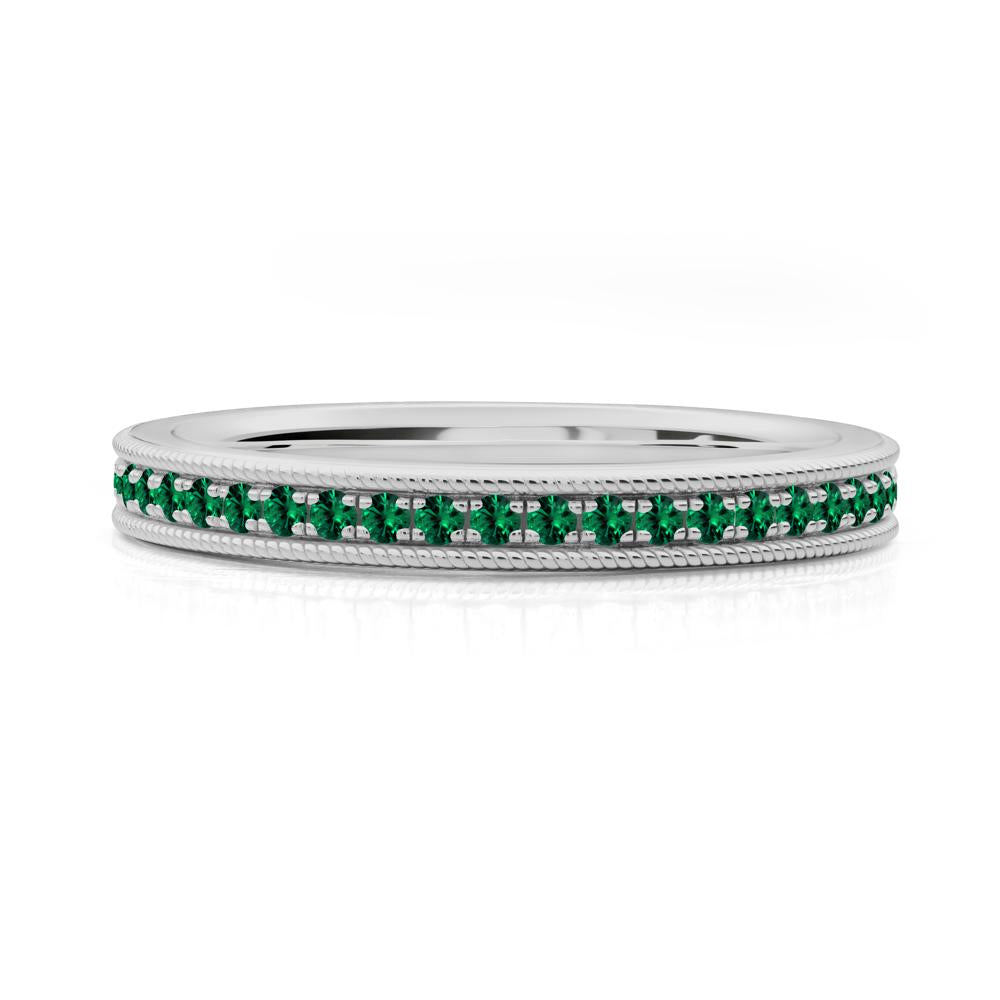 Stackable Milgrain Emerald Ring - LUO Jewelry #metal_platinum