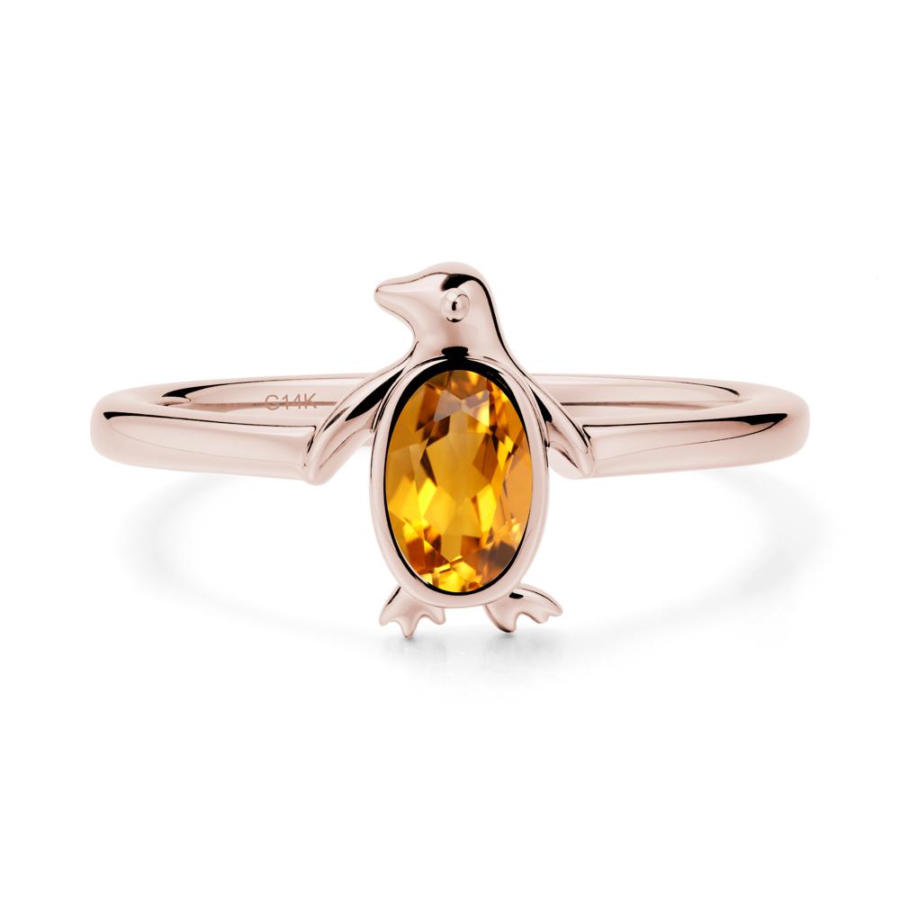 Simple Bezel Setting Oval Citrine Ring - LUO Jewelry #metal_14k rose gold