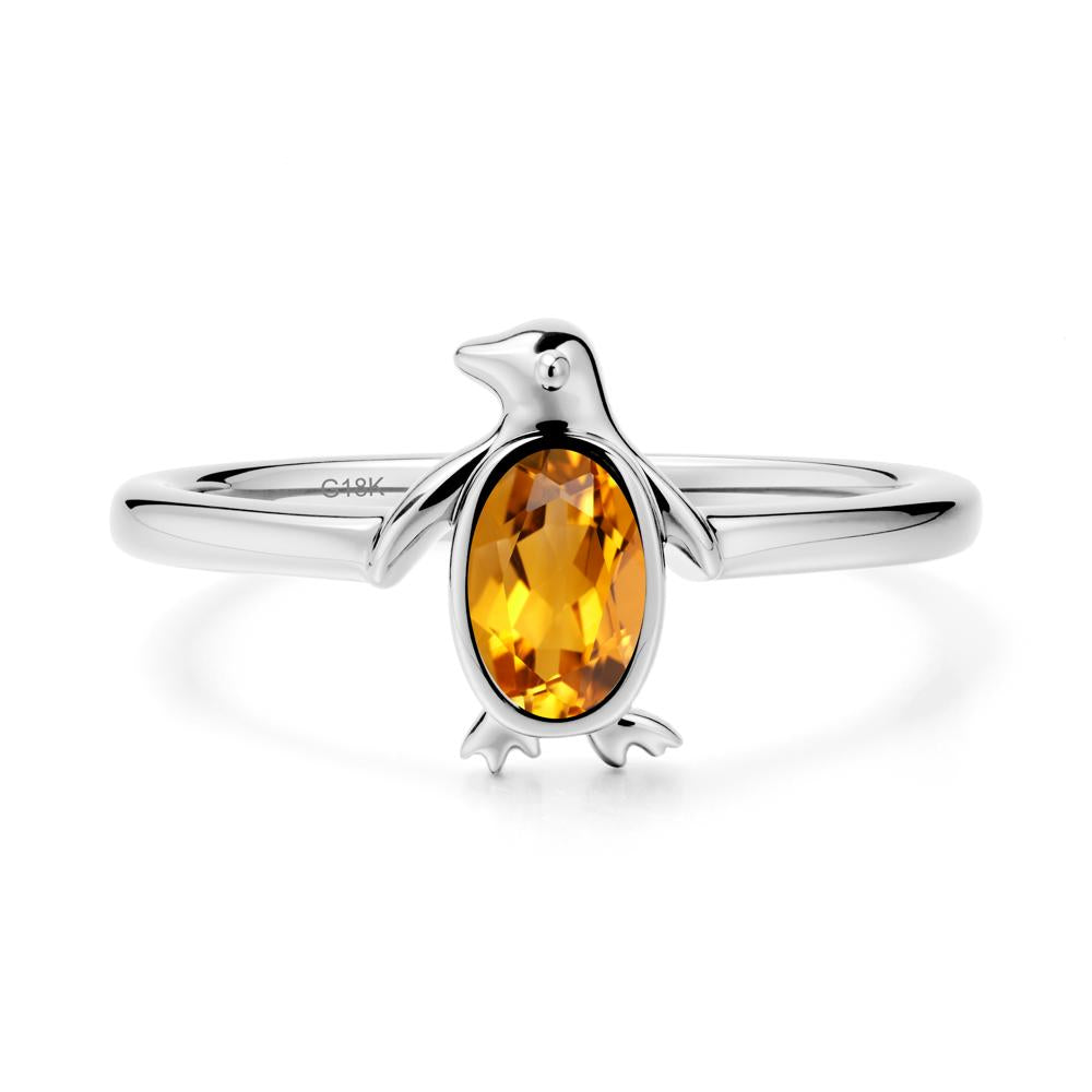 Simple Bezel Setting Oval Citrine Ring - LUO Jewelry #metal_18k white gold